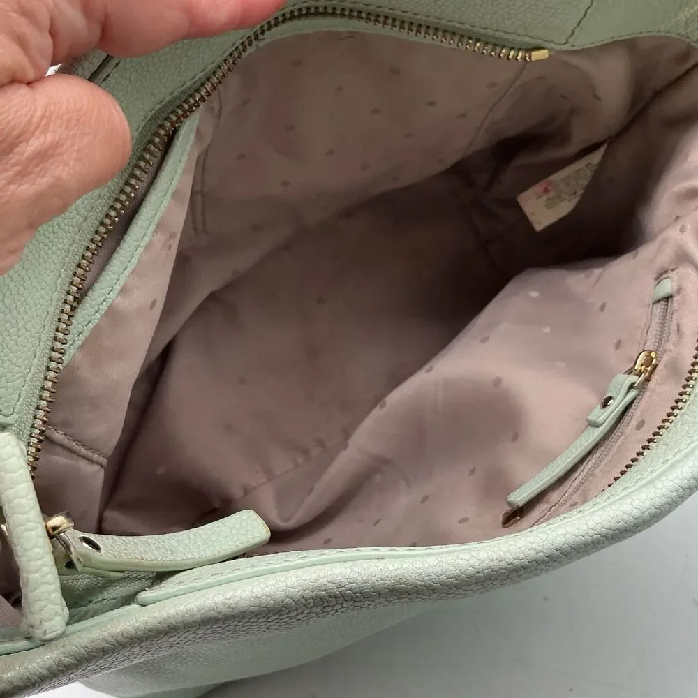 Kate Spade Mint Green Pebbled Leather Shoulder Crossbody Bag Chain Strap